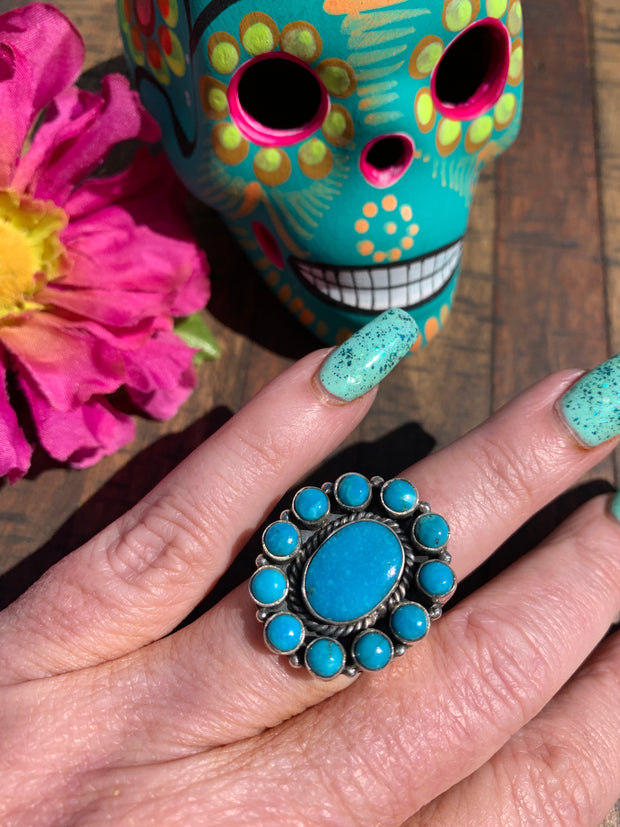 Mini Kingman Cluster Ring #2 Sz 7