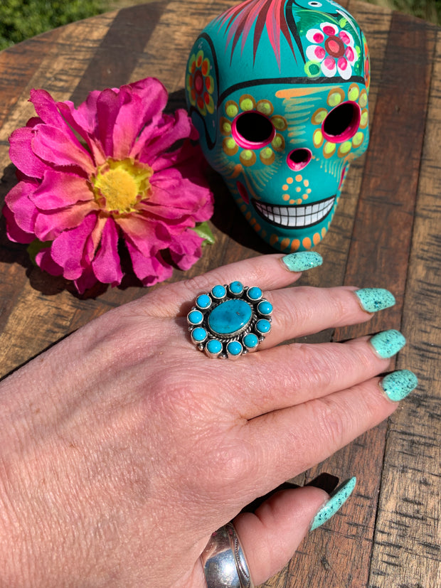 Mini Kingman Cluster Ring #6 Sz 7.5