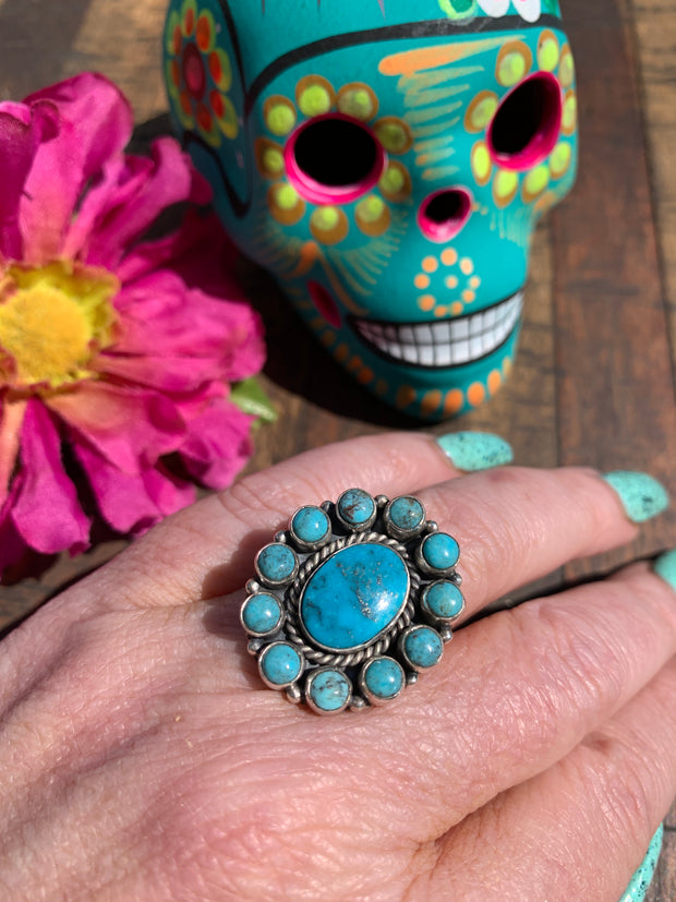Mini Kingman Cluster Ring #8 Sz 8.5