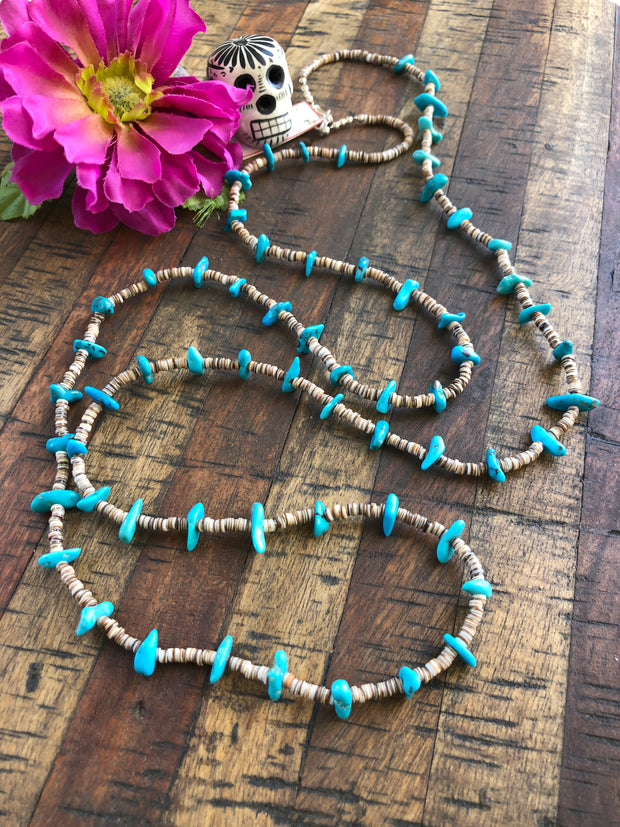 Long Turquoise and Heishi Strand