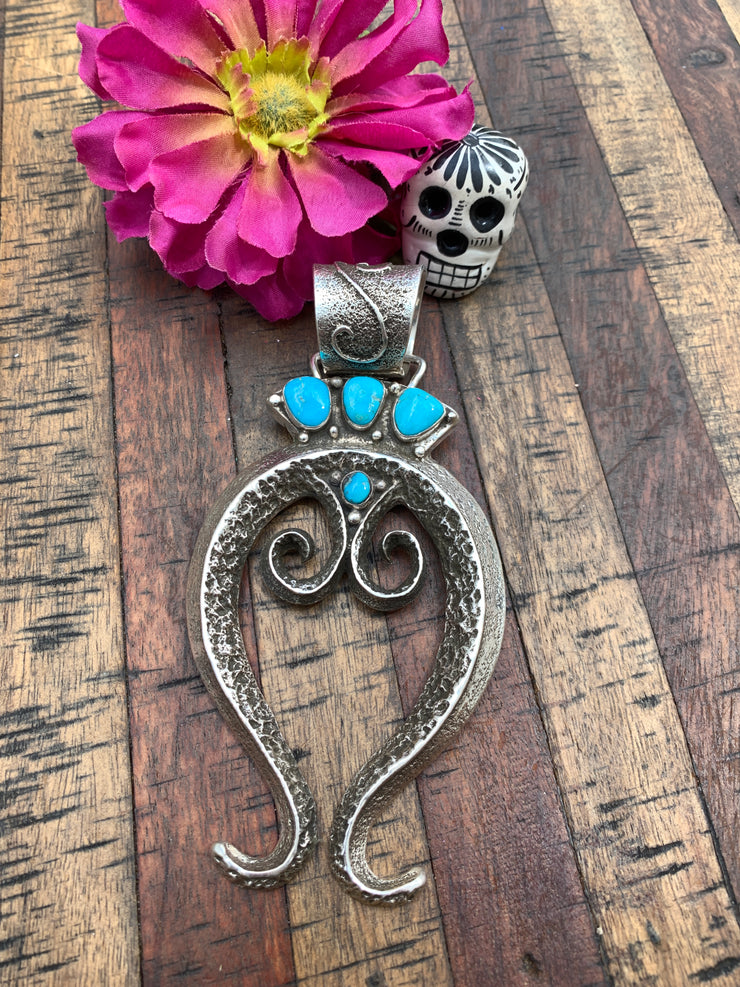 Crested 2 foot Naja With Turquoise Pendant