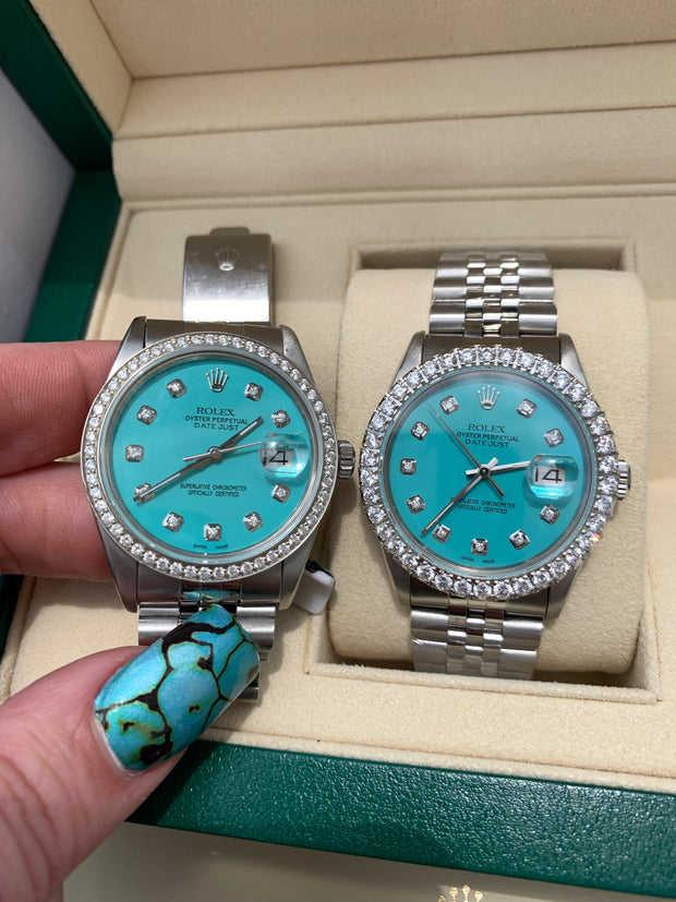 Refurbished/Pre-Owned Custom "Turquoise" "Trophy Wife" Rolex Watch