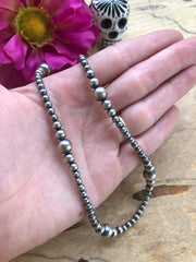 14" "Navajo Style" Sterling Pearls