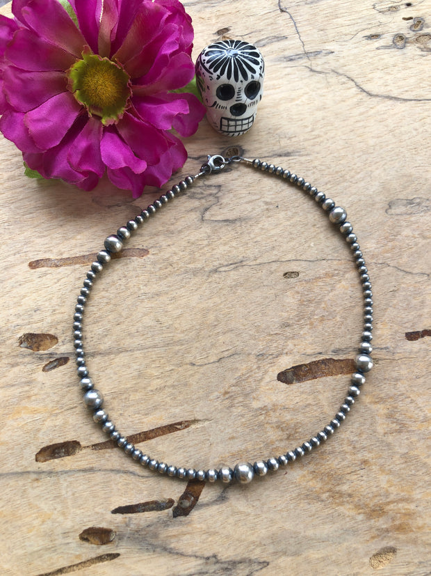 16" "Navajo Style" Sterling Pearls