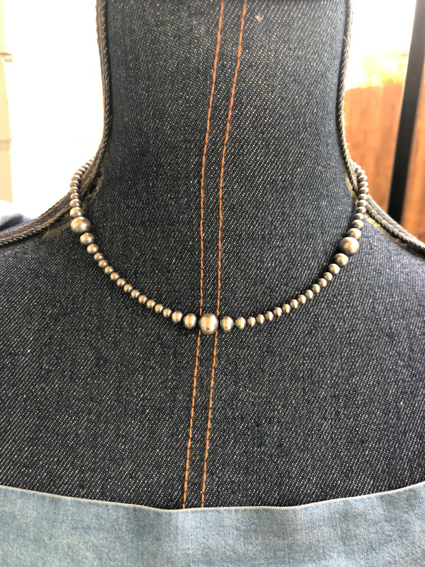 16" "Navajo Style" Sterling Pearls