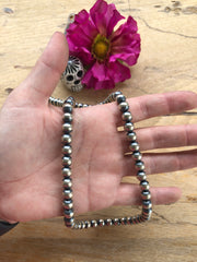 24" 8mm "Navajo Style" Sterling Pearls