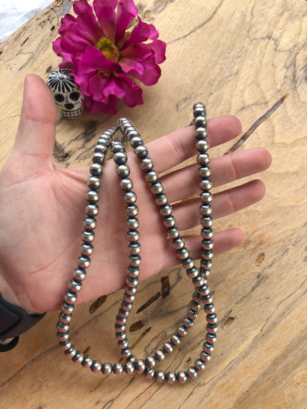 48" 8mm "Navajo Style" Sterling Pearls