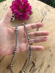 24" "Navajo Style" Sterling Pearls