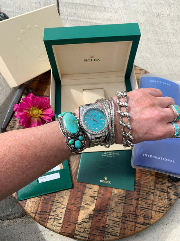 "The Big Daddy" Refurbished/Pre-Owned Custom "Turquoise" Rolex Watch