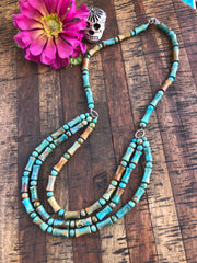 3 Strand Turquoise Beaded Necklace