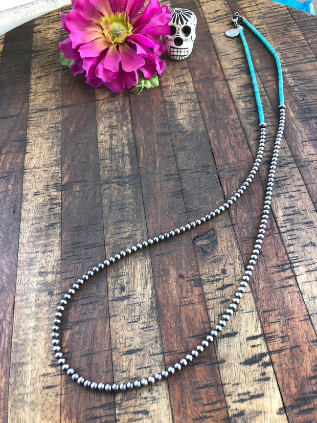 30" Turquoise and Navajo Pearl Necklace
